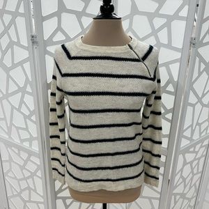 Abercrombie ivory and navy striped sweater